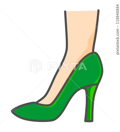 Illustration of a woman's ankle wearing stylish high heels 119848884