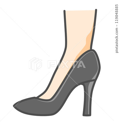Illustration of a woman's ankle wearing stylish high heels 119848885