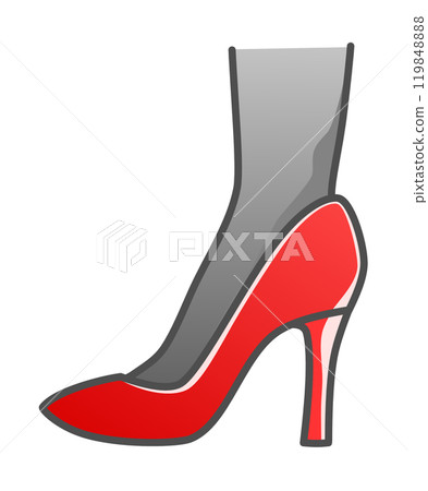 穿著時尚高跟鞋的女人的腳踝插圖 119848888