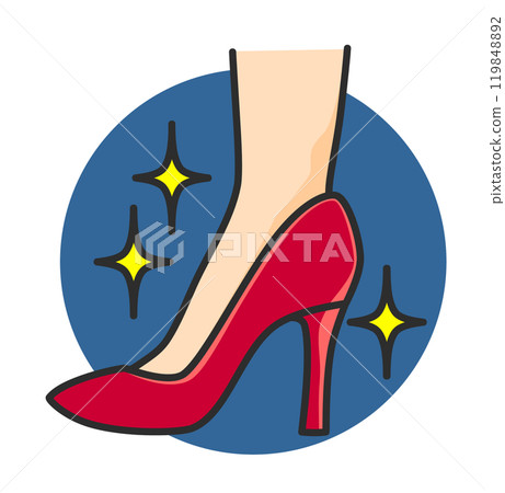 穿著時尚高跟鞋的女人的腳踝插圖 119848892