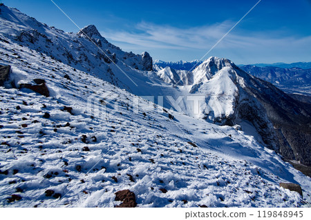 The Yatsugatake mountain range in severe winter: Yokodake and Amidadake 119848945
