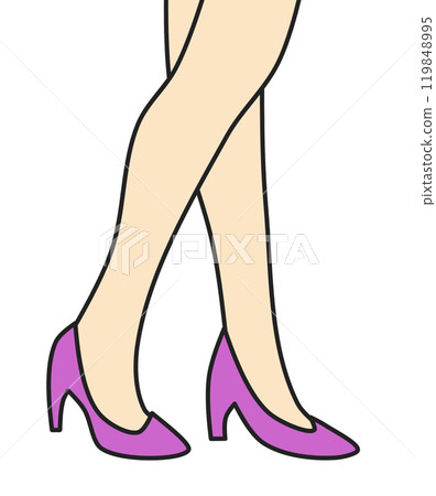 An illustration of a beautiful and sexy woman walking in high heels 119848995