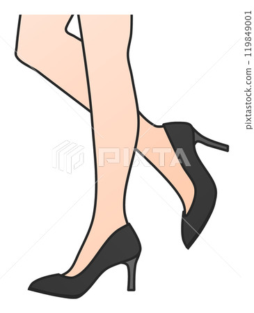 An illustration of a beautiful and sexy woman walking in high heels 119849001