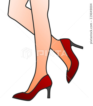 一個美麗性感的女人穿著高跟鞋行走的插圖 119849004
