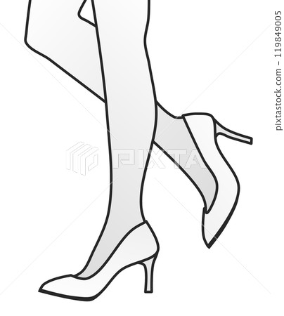 An illustration of a beautiful and sexy woman walking in high heels 119849005
