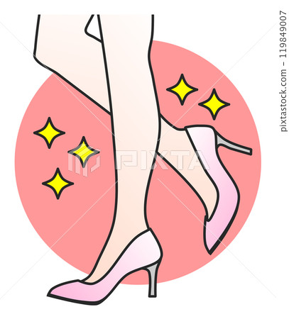 一個美麗性感的女人穿著高跟鞋行走的插圖 一個美麗性感的女人穿著高跟鞋行走的插圖 119849007