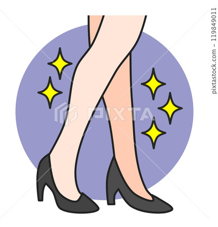 An illustration of a beautiful and sexy woman walking in high heels 119849011