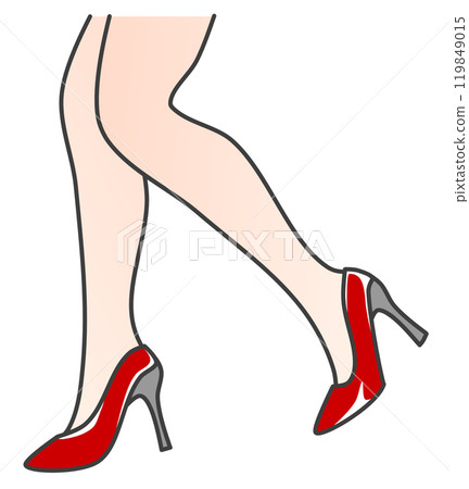 An illustration of a beautiful and sexy woman walking in high heels An illustration of a beautiful and sexy woman walking in high heels 119849015