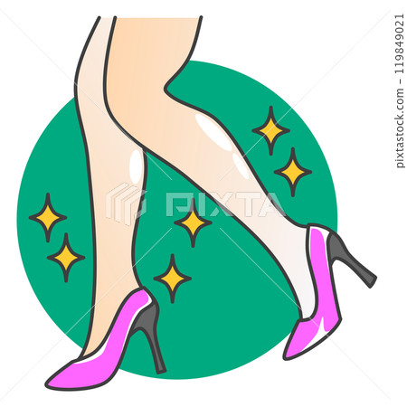 An illustration of a beautiful and sexy woman walking in high heels 119849021