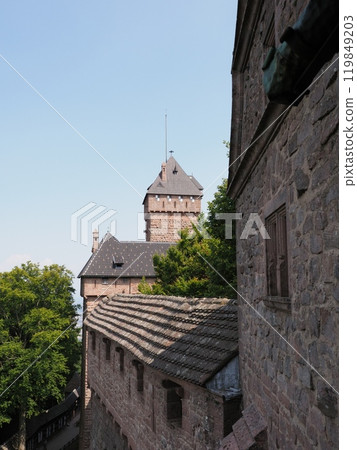 Castle walls of Koenigsbourg in Orschwiller in France - vertical Castle walls of Koenigsbourg in Orschwiller in France - vertical 119849203