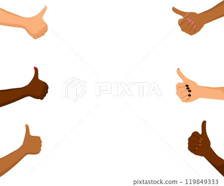 Illustration Of Multi Ethnic Hands Making Thumbs Up 119849333
