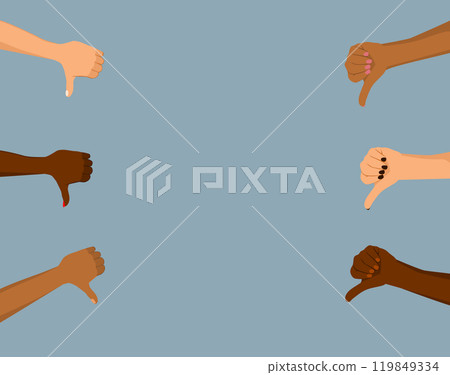 Multi Ethnic Hands Making Thumbs Down Vector Illustration 119849334