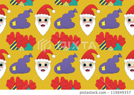 Cute Christmas Pattern with Santa and Gifts 119849357