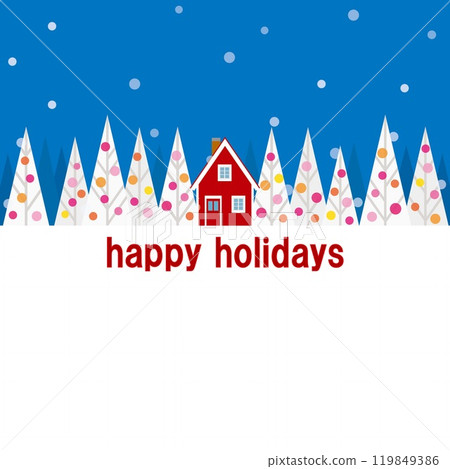 Happy Holidays Christmas Snow Scene 119849386