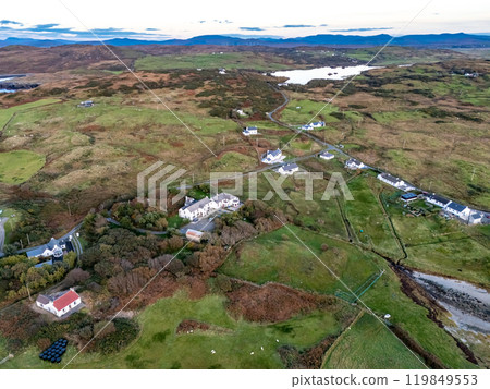 The coastline at Rossbeg and the Dawros Bay House in County Donegal during autumn - Ireland The coastline at Rossbeg and the Dawros Bay House in County Donegal during autumn - Ireland 119849553