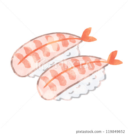 手繪蝦壽司兩件插圖與紋理 119849652