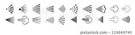 Spray icons set. Spray steam icons. cleaning deodorant sprayed line. Vector Spray icons set. Spray steam icons. cleaning deodorant sprayed line. Vector 119849740