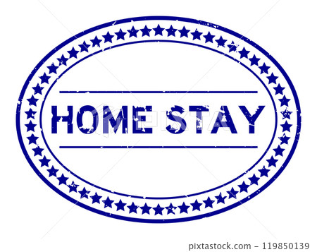 Grunge blue home stay word oval rubber seal stamp on white background Grunge blue home stay word oval rubber seal stamp on white background 119850139