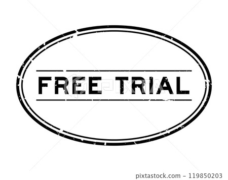 Grunge black free trial word oval rubber seal stamp on white background 119850203