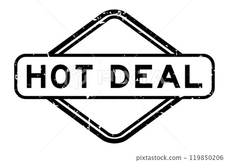 Grunge black hot deal word rubber seal stamp on white background 119850206