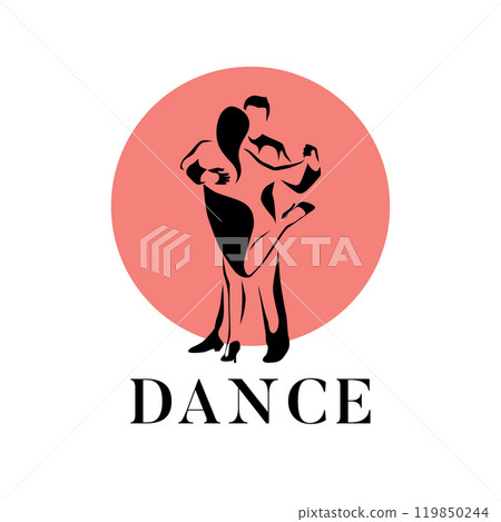 Dancing couple man and woman vector illustration, logo, icon for dansing school, party Dancing couple man and woman vector illustration, logo, icon for dansing school, party 119850244
