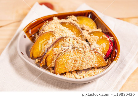 Simmered sweet potatoes with soybean flour 119850420