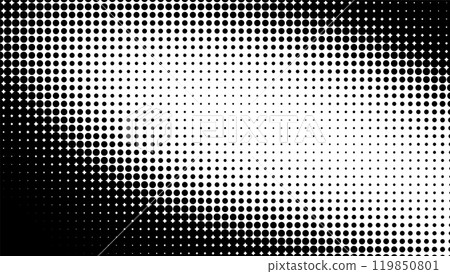 Black and white dotted pattern with gradient transition. Vector illustration 119850801