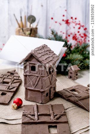 Handcrafted clay pieces DIY clay Christmas workshop 119850902
