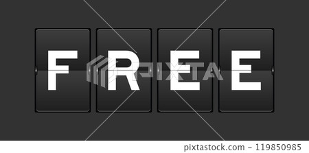 Black color analog flip board with word free on gray background 119850985