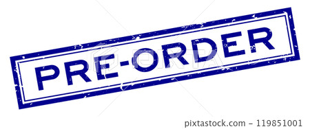 Grunge blue pre order word square rubber seal stamp on white background Grunge blue pre order word square rubber seal stamp on white background 119851001