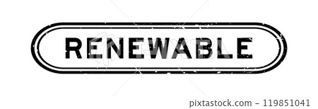 Grunge black renewable word rubber seal stamp on white background 119851041