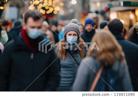 Holiday crowd in winter clothing 119851090