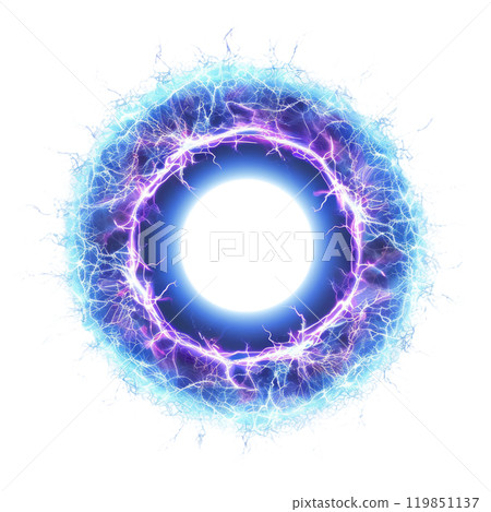 Glowing Blue Electric Energy Circle, Illustration On Isolated Background Glowing Blue Electric Energy Circle, Illustration On Isolated Background 119851137