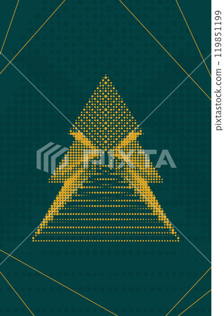Yellow halftone Christmas tree on green background Yellow halftone Christmas tree on green background 119851199