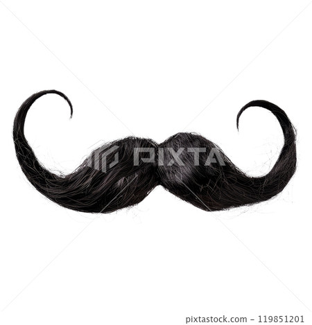 Black Mustache Prop for Costume and Fashion. Moustache Illustration On Isolated Background Black Mustache Prop for Costume and Fashion. Moustache Illustration On Isolated Background 119851201