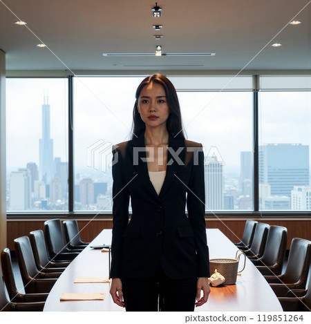 A businesswoman standing dignifiedly in a conference room 119851264