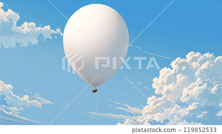 A white balloon flying in the sky 119852533