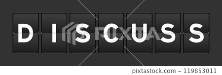 Black color analog flip board with word discuss on gray background 119853011