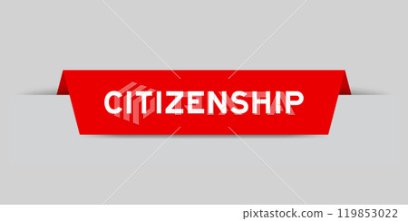 Red color inserted label with word citizenship on gray background 119853022