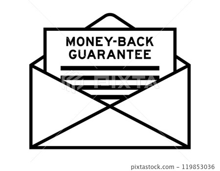 Envelope and letter sign with word money back guarantee as the headline Envelope and letter sign with word money back guarantee as the headline 119853036