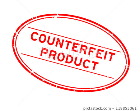Grunge red counterfeit product word oval rubber seal stamp on white background Grunge red counterfeit product word oval rubber seal stamp on white background 119853061