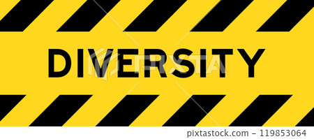 Yellow and black color with line striped label banner with word diversity Yellow and black color with line striped label banner with word diversity 119853064