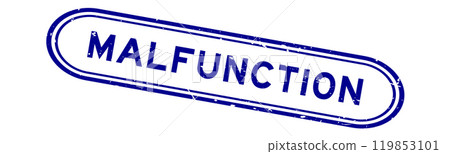 Grunge blue malfunction word rubber seal stamp on white background 119853101