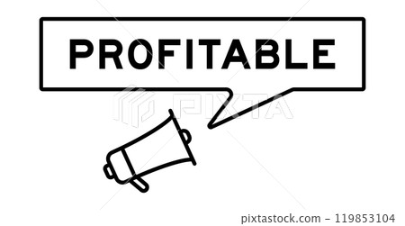 Megaphone icon with speech bubble in word profitable on white background Megaphone icon with speech bubble in word profitable on white background 119853104