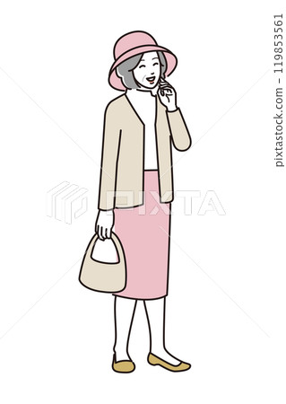 Senior woman speaking with a smile 119853561