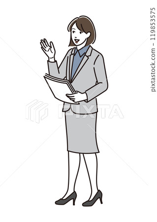Young female employee holding a binder Young female employee holding a binder 119853575