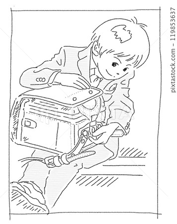 Boy with backpack 119853637