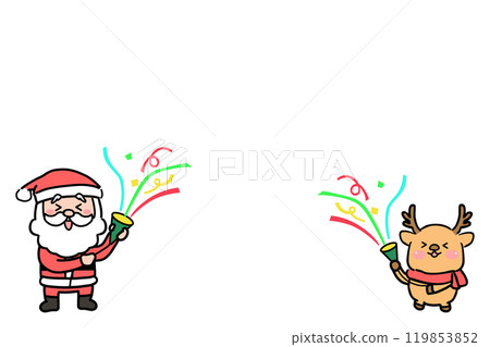 Illustration material of Santa Claus and reindeer popping crackers Illustration material of Santa Claus and reindeer popping crackers 119853852