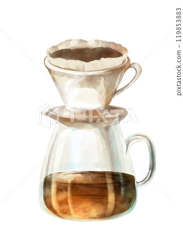 水彩畫的紙滴咖啡插圖 119853883