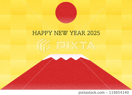 New Year's card for 2025, Year of the Snake, Red Fuji and the first sunrise 119854140